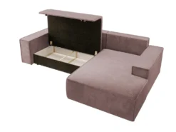 Canapé D'angle NEW - 267 Cm - En L Avec Coffre De Rangement Canapé Droit En Velours Côtelé Rose - FARESE NEW -Canapé Soldes Boutique canape 22250965