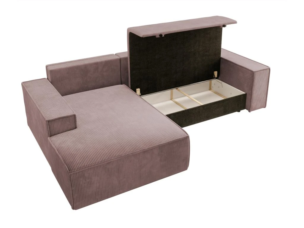 Canapé D'angle NEW - 267 Cm - En L Avec Coffre De Rangement Canapé Gauche En Velours Côtelé Rose - FARESE NEW 6 Canapé D'angle NEW - 267 Cm - En L Avec Coffre De Rangement Canapé Gauche En Velours Côtelé Rose - FARESE NEW – Image 6