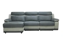 Canapé D'angle Gauche Relax En Microfibre Anthracite Et Bandes Gris Clair TALCA -Canapé Soldes Boutique canape 22253727