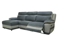 Canapé D'angle Gauche Relax En Microfibre Anthracite Et Bandes Gris Clair TALCA -Canapé Soldes Boutique canape 22253733