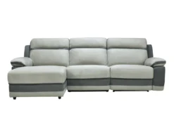 Canapé D'angle Gauche Relax En Microfibre Gris Clair Et Bandes Anthracites TALCA 10 Canapé D'angle Gauche Relax En Microfibre Gris Clair Et Bandes Anthracites TALCA -Canapé Soldes Boutique canape 22253763