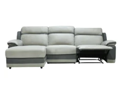 Canapé D'angle Gauche Relax En Microfibre Gris Clair Et Bandes Anthracites TALCA 12 Canapé D'angle Gauche Relax En Microfibre Gris Clair Et Bandes Anthracites TALCA -Canapé Soldes Boutique canape 22253765