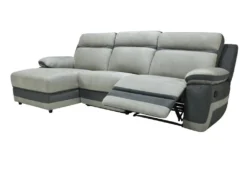 Canapé D'angle Gauche Relax En Microfibre Gris Clair Et Bandes Anthracites TALCA 11 Canapé D'angle Gauche Relax En Microfibre Gris Clair Et Bandes Anthracites TALCA -Canapé Soldes Boutique canape 22253769