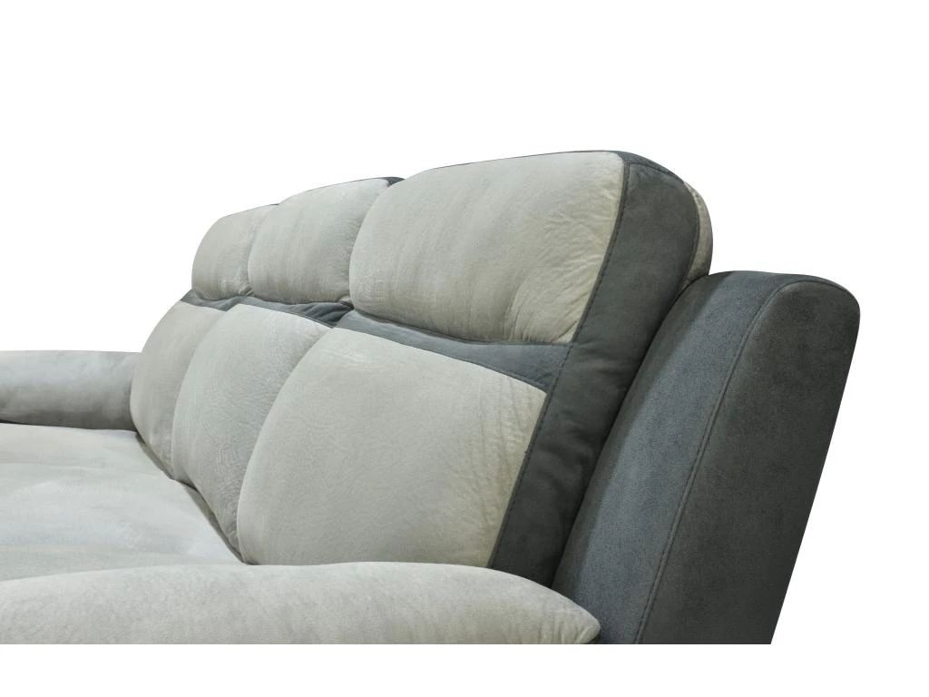 Canapé D'angle Gauche Relax En Microfibre Gris Clair Et Bandes Anthracites TALCA 7 Canapé D'angle Gauche Relax En Microfibre Gris Clair Et Bandes Anthracites TALCA – Image 7