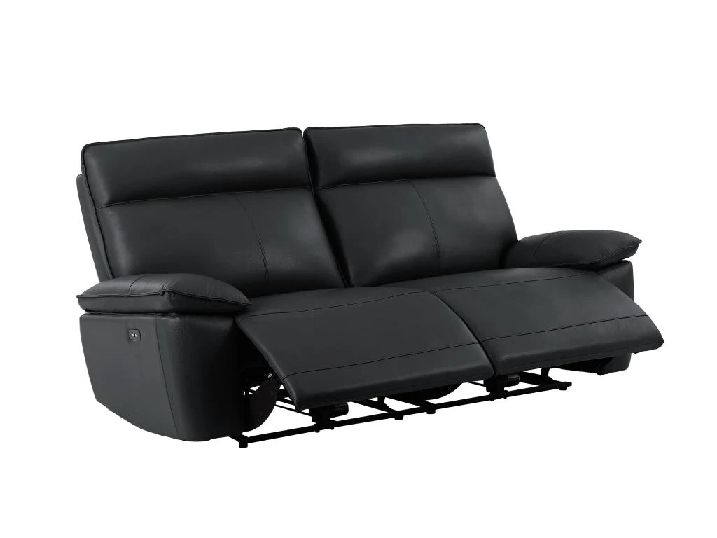 Canapé 3 Places Relax électrique En Cuir De Vachette Noir NOVENA 5 Canapé 3 Places Relax électrique En Cuir De Vachette Noir NOVENA – Image 5