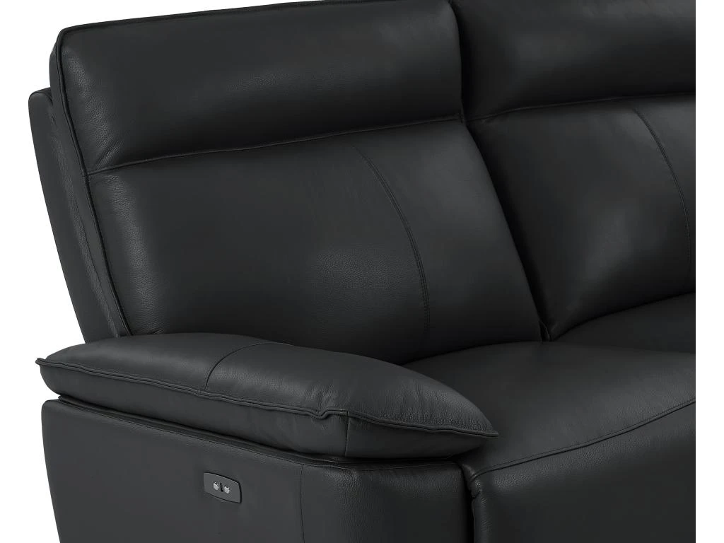 Canapé 3 Places Relax électrique En Cuir De Vachette Noir NOVENA 7 Canapé 3 Places Relax électrique En Cuir De Vachette Noir NOVENA – Image 7