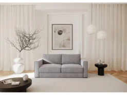 Canapé Convertible Matelas Velours Gris Clair 140cm -Canapé Soldes Boutique canape 22348535