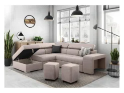 Canapé D'angle SOAN Convertible En Tissu - Beige - Angle Gauche -Canapé Soldes Boutique canape 22357867