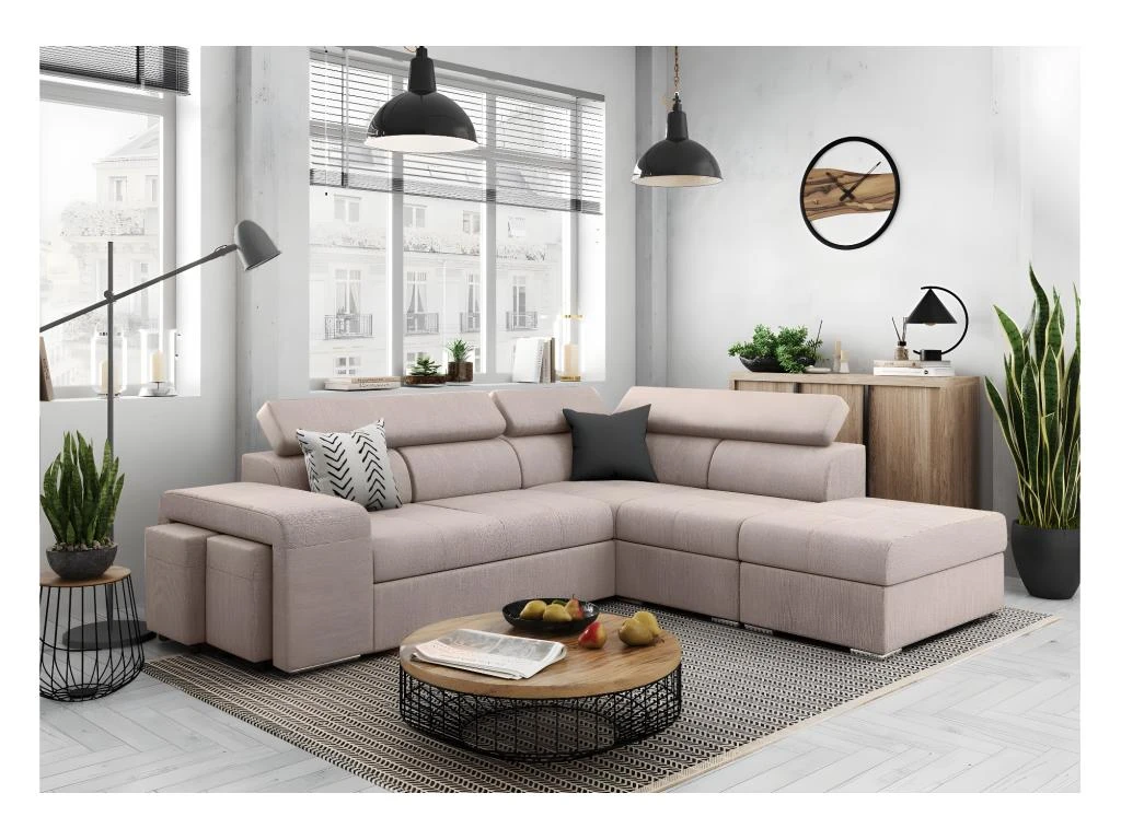 Canapé D'angle SOAN Convertible En Tissu - Beige - Angle Droit 4 Canapé D'angle SOAN Convertible En Tissu - Beige - Angle Droit – Image 4