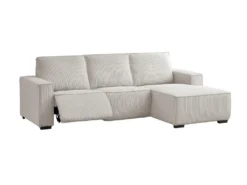 Canapé D'angle Droit Relax électrique En Velours Cotelé Gris Clair AMELIO -Canapé Soldes Boutique canape 22359009