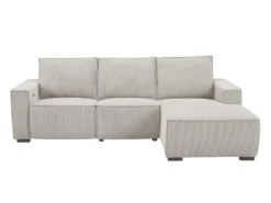 Canapé D'angle Droit Relax électrique En Velours Cotelé Gris Clair AMELIO -Canapé Soldes Boutique canape 22359011