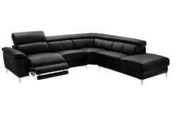 Canapé D'angle Relax électrique En Cuir SITIA - Noir - Angle Droit -Canapé Soldes Boutique canape 223721