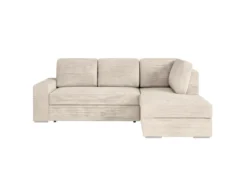 ADEN - Canapé D'angle Convertible Avec Coffre En Velours Côtelé - Beige - Angle Droit