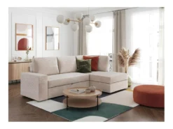 ADEN - Canapé D'angle Convertible Avec Coffre En Velours Côtelé - Beige - Angle Droit -Canapé Soldes Boutique canape 22372153