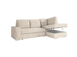 ADEN - Canapé D'angle Convertible Avec Coffre En Velours Côtelé - Beige - Angle Droit -Canapé Soldes Boutique canape 22372159