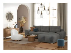 CASSANDRA - Canapé D'angle Convertible Avec Coffre En Tissu - Gris - Angle Droit -Canapé Soldes Boutique canape 22372191