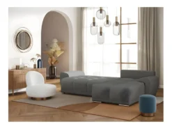 CASSANDRA - Canapé D'angle Convertible Avec Coffre En Tissu - Gris - Angle Droit -Canapé Soldes Boutique canape 22372193