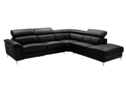 Canapé D'angle Relax électrique En Cuir SITIA - Noir - Angle Droit -Canapé Soldes Boutique canape 223723