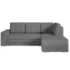 ADEN - Canapé D'angle Convertible Avec Coffre En Tissu - Gris - Angle Droit