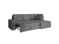ADEN - Canapé D'angle Convertible Avec Coffre En Tissu - Gris - Angle Droit -Canapé Soldes Boutique canape 22372387