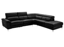 Canapé D'angle Relax électrique En Cuir SITIA - Noir - Angle Droit -Canapé Soldes Boutique canape 223725