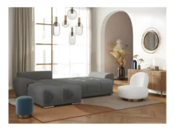 CASSANDRA - Canapé D'angle Convertible Avec Coffre En Tissu - Gris - Angle Gauche -Canapé Soldes Boutique canape 22372533