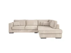 BELAMI - Canapé D'angle 4 Places En Velours Côtelé - Beige - Angle Droit