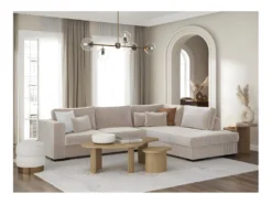 BELAMI - Canapé D'angle 4 Places En Velours Côtelé - Beige - Angle Droit -Canapé Soldes Boutique canape 22372617