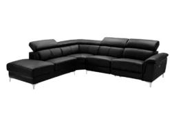 Canapé D'angle Relax électrique En Cuir SITIA - Noir - Angle Gauche -Canapé Soldes Boutique canape 223735