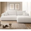 Canapé D'angle - 260 Cm - Avec Fonction De Couchage En Forme De L - Crème - Avec Coffre En Boucle - Côté Droit - OVO
