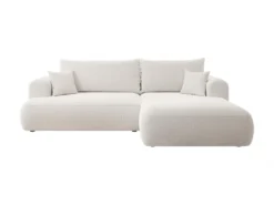 Canapé D'angle - 260 Cm - Avec Fonction De Couchage En Forme De L - Crème - Avec Coffre En Boucle - Côté Droit - OVO -Canapé Soldes Boutique canape 22413745