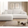 Canapé D'angle - 260 Cm - Avec Fonction De Couchage En Forme De L - Crème - Avec Coffre En Boucle - Côté Gauche - OVO