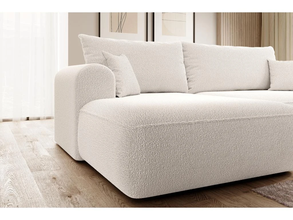 Canapé D'angle - 260 Cm - Avec Fonction De Couchage En Forme De L - Crème - Avec Coffre En Boucle - Côté Gauche - OVO 2 Canapé D'angle - 260 Cm - Avec Fonction De Couchage En Forme De L - Crème - Avec Coffre En Boucle - Côté Gauche - OVO – Image 2