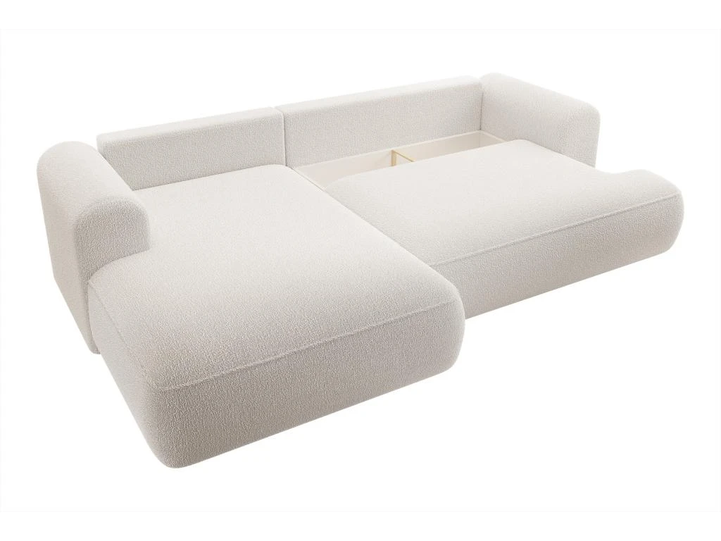 Canapé D'angle - 260 Cm - Avec Fonction De Couchage En Forme De L - Crème - Avec Coffre En Boucle - Côté Gauche - OVO 5 Canapé D'angle - 260 Cm - Avec Fonction De Couchage En Forme De L - Crème - Avec Coffre En Boucle - Côté Gauche - OVO – Image 5
