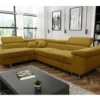 Canapé D'angle Convertible ANTONI En Velours Côtelé Jaune Angle Gauche