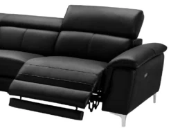 Canapé D'angle Relax électrique En Cuir SITIA - Noir - Angle Gauche -Canapé Soldes Boutique canape 224417