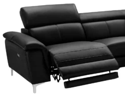 Canapé D'angle Relax électrique En Cuir SITIA - Noir - Angle Droit -Canapé Soldes Boutique canape 224421