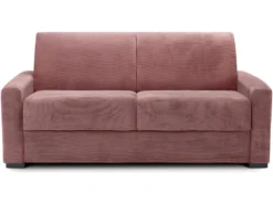 Canapé Convertible 3 Places En Velours Fines Côtes Veux Rose - Ouverture Express - Anzio