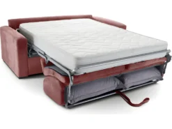 Canapé Convertible 3 Places En Velours Fines Côtes Veux Rose - Ouverture Express - Anzio -Canapé Soldes Boutique canape 22445795