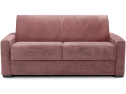 Canapé Convertible 3 Places En Velours Fines Côtes Veux Rose - Ouverture Express - Anzio -Canapé Soldes Boutique canape 22445797