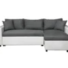 Canapé D'Angle MARIA Réversible Et Convertible Avec Coffre En Simili Et Microfibre - Blanc Et Gris