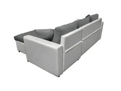 Canapé D'Angle MARIA Réversible Et Convertible Avec Coffre En Simili Et Microfibre - Blanc Et Gris -Canapé Soldes Boutique canape 22447777