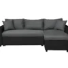 Canapé D'Angle MARIA Réversible Et Convertible Avec Coffre En Simili Et Microfibre - Gris Et Noir