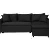 Canapé D'Angle MARIA Réversible Et Convertible Avec Coffre En Simili Et Microfibre - Noir