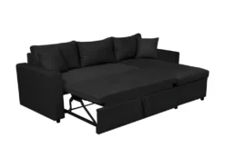 Canapé D'Angle MARIA Réversible Et Convertible Avec Coffre En Simili Et Microfibre - Noir -Canapé Soldes Boutique canape 22447951