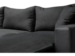 Canapé D'Angle MARIA Réversible Et Convertible Avec Coffre En Simili Et Microfibre - Noir -Canapé Soldes Boutique canape 22447959