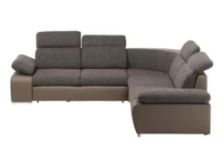 Canapé D'angle Convertible Avec Rangement En Tissu Et Simili RABELAIS - Bicolore Marron Et Taupe -Canapé Soldes Boutique canape 224921