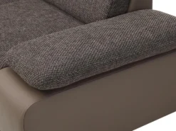 Canapé D'angle Convertible Avec Rangement En Tissu Et Simili RABELAIS - Bicolore Marron Et Taupe -Canapé Soldes Boutique canape 224927