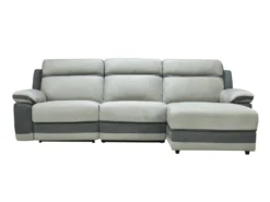 Canapé D'angle Droit Relax En Microfibre Gris Clair Et Bandes Anthracites TALCA -Canapé Soldes Boutique canape 22492789