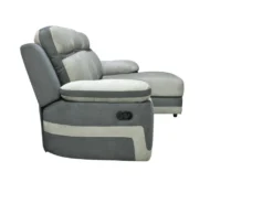 Canapé D'angle Droit Relax En Microfibre Gris Clair Et Bandes Anthracites TALCA -Canapé Soldes Boutique canape 22492893